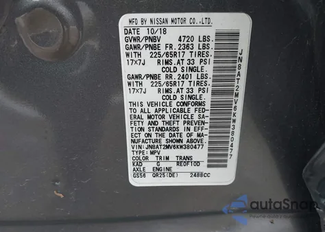 2019 Nissan Rogue Sv из США, поврежденный, VIN JN8AT2MV6KW380477